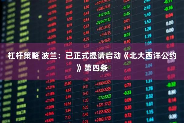 杠杆策略 波兰：已正式提请启动《北大西洋公约》第四条